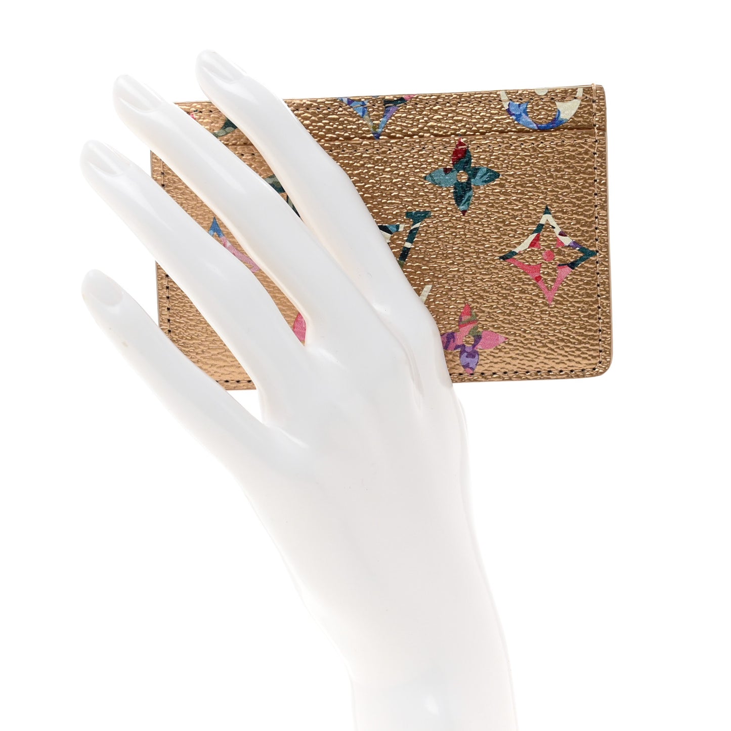 Metallic Monogram LV Garden Card Holder Gold