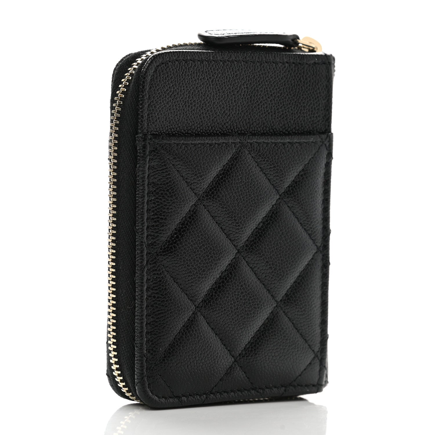 Chanel Caviar Quilted Studded CC Zip Card Holder Black 3 of 8