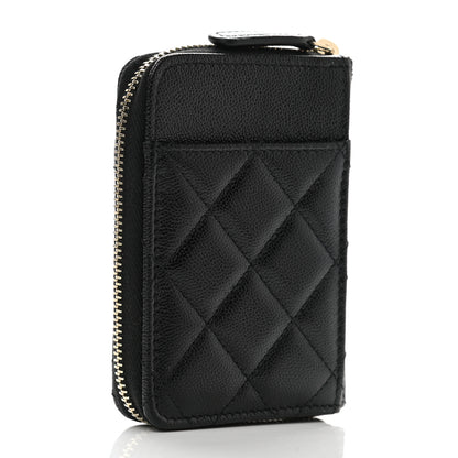 Chanel Caviar Quilted Studded CC Zip Card Holder Black 3 of 8