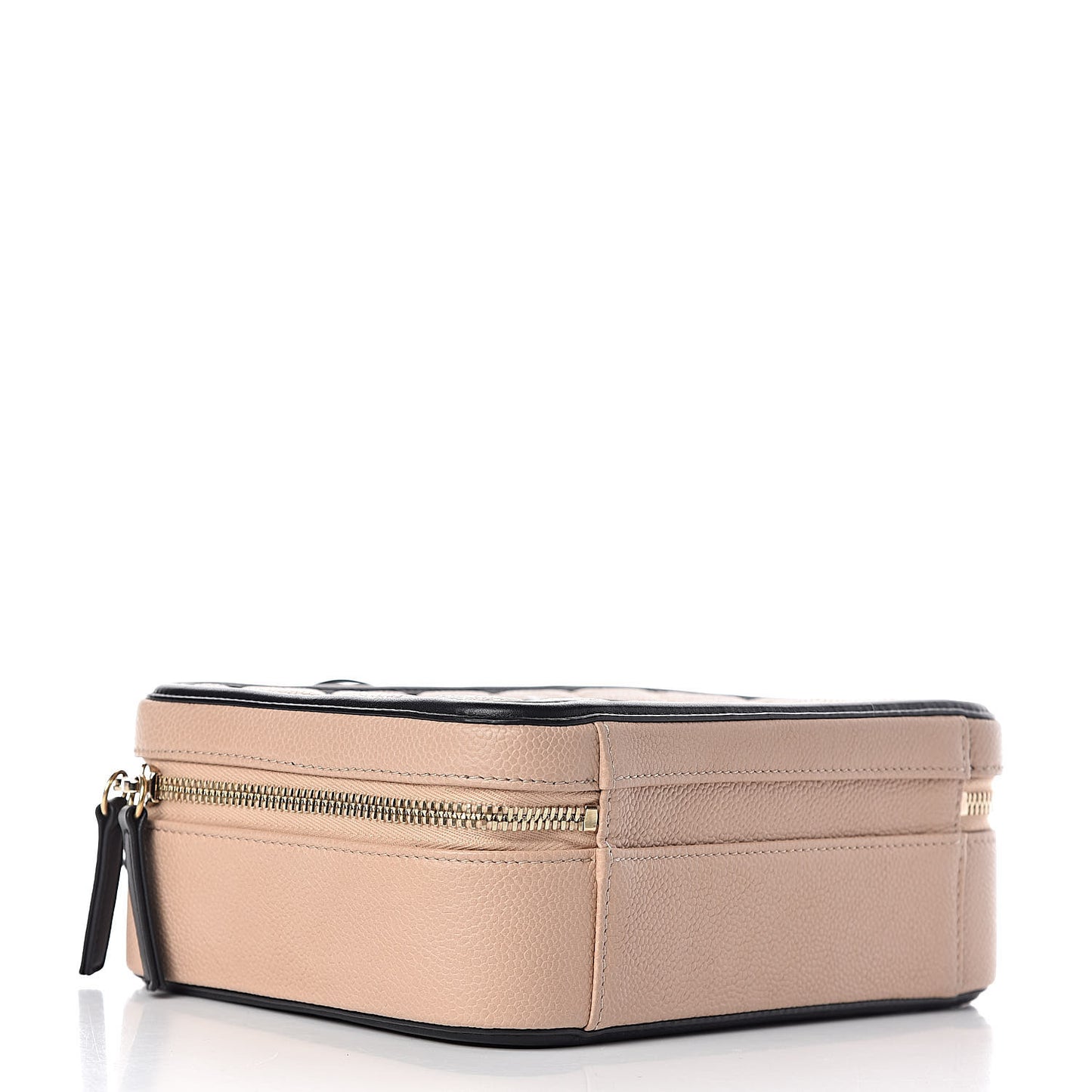 Caviar Quilted Medium CC Filigree Vanity Case Beige Black