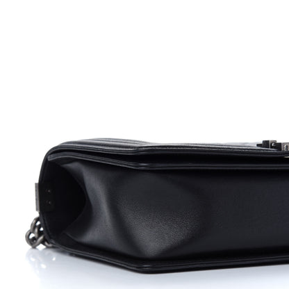 Chanel Metallic Calfskin Quilted New Medium Boy Flap Black 7 of 9