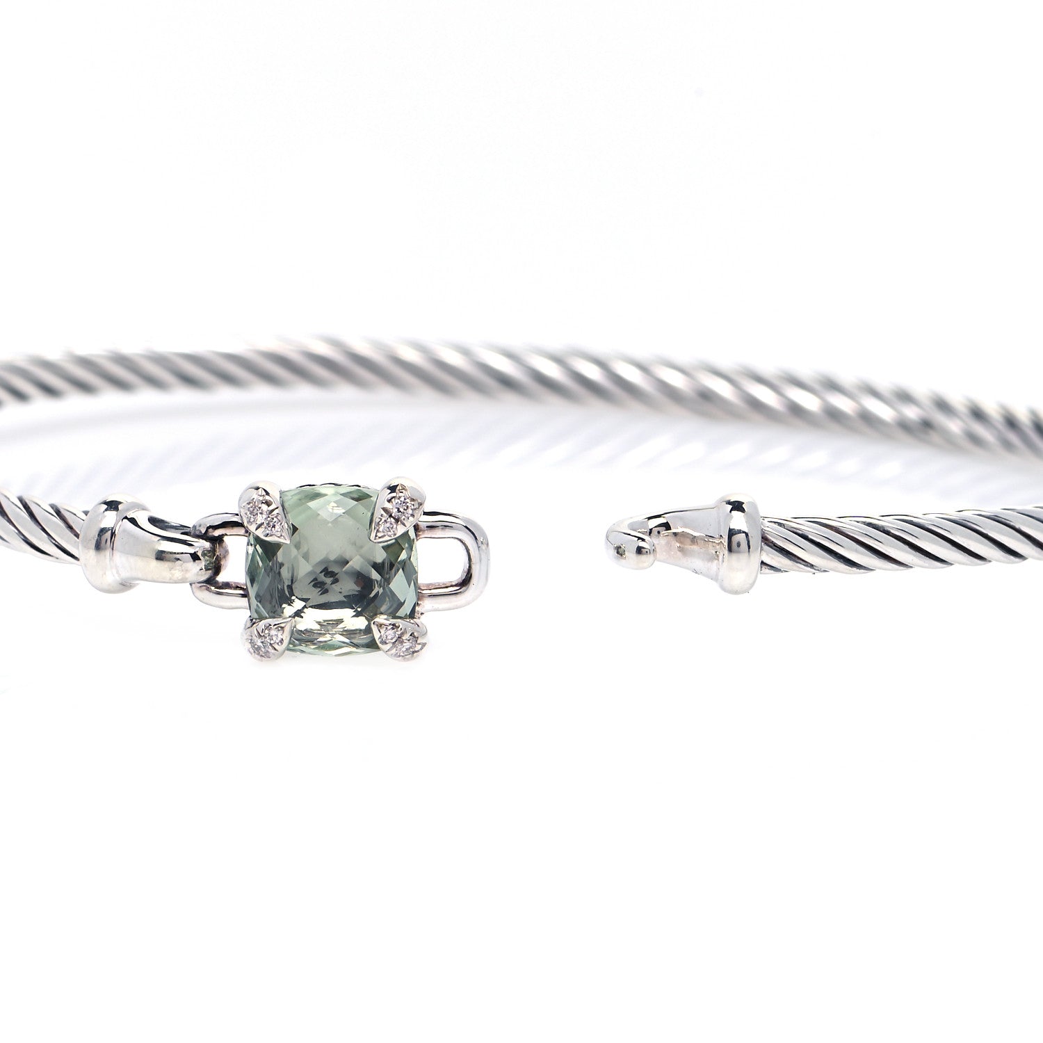 David Yurman Sterling Silver Prasiolite Diamond 8mm Chatelaine Bracelet 7 of 12