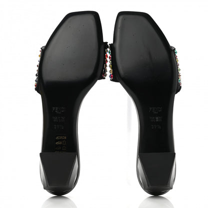 Fendi Crystal Embellished Slide Sandals 39.5 Black Multicolor 5 of 9