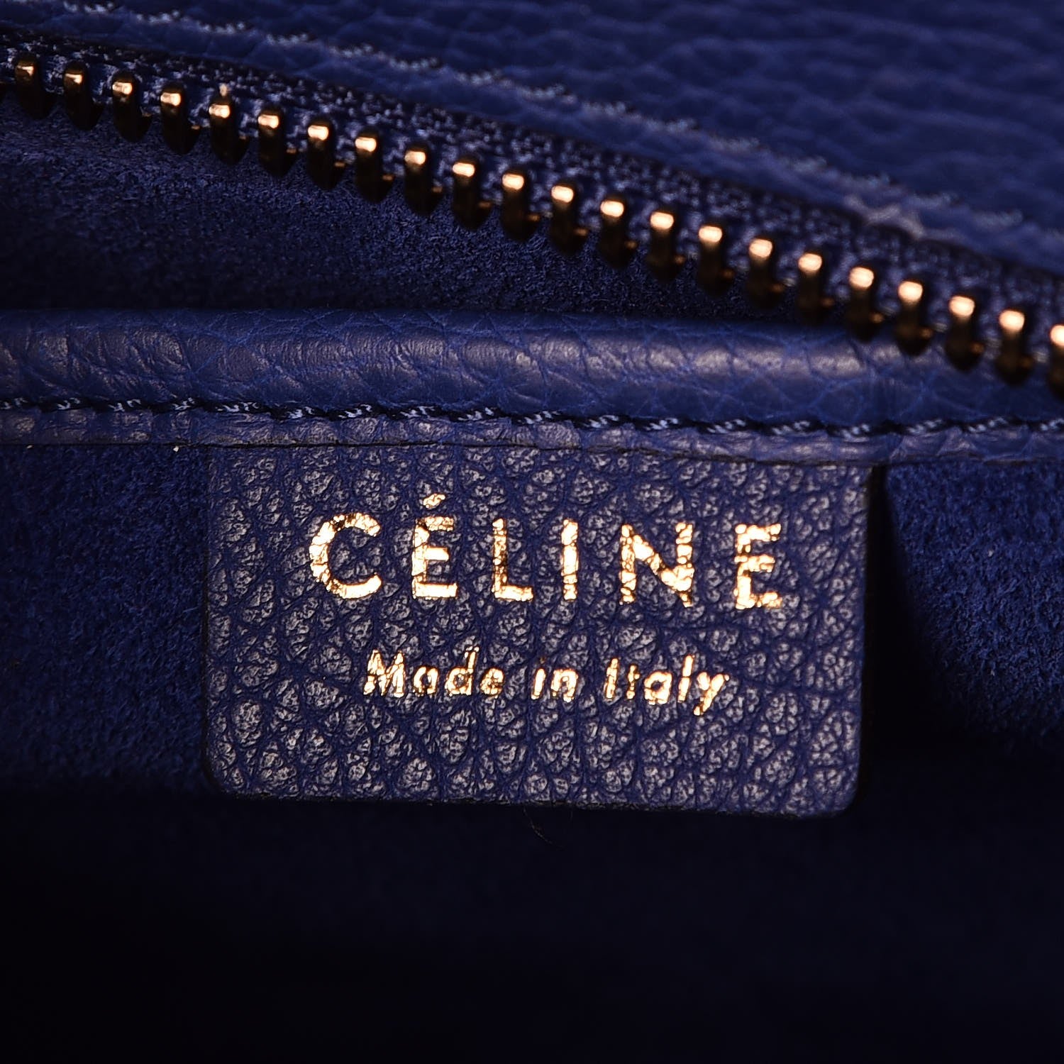 Celine Drummed Calfskin Nano Luggage Indigo 7 of 8