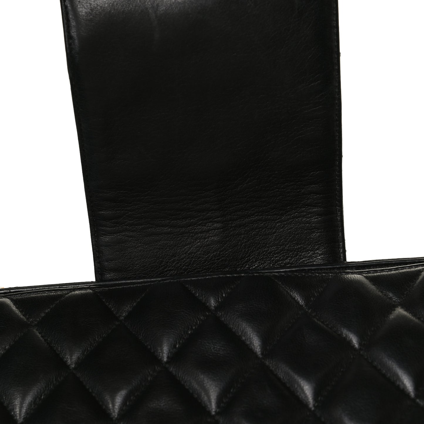 Lambskin Quilted Shopping Tote Black