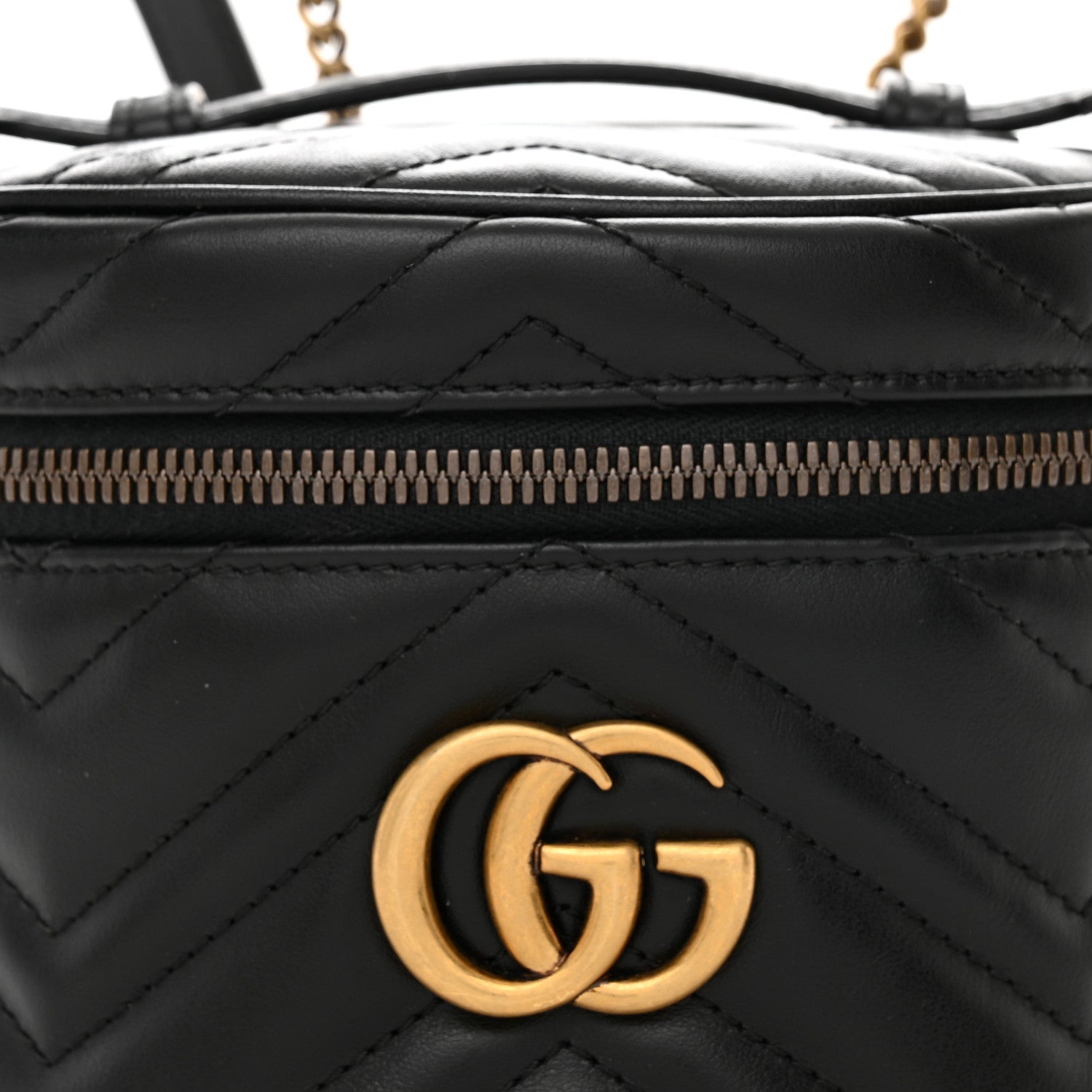 Gucci Calfskin Matelasse Mini GG Marmont Round Backpack Black 8 of 11
