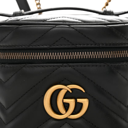 Gucci Calfskin Matelasse Mini GG Marmont Round Backpack Black 8 of 11