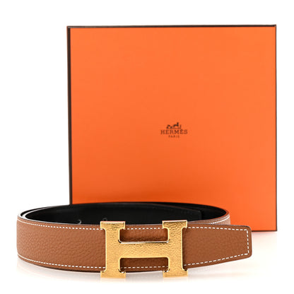 Hermes Box Togo 32mm Martelee H Belt 75 30 Black Gold 6 of 6