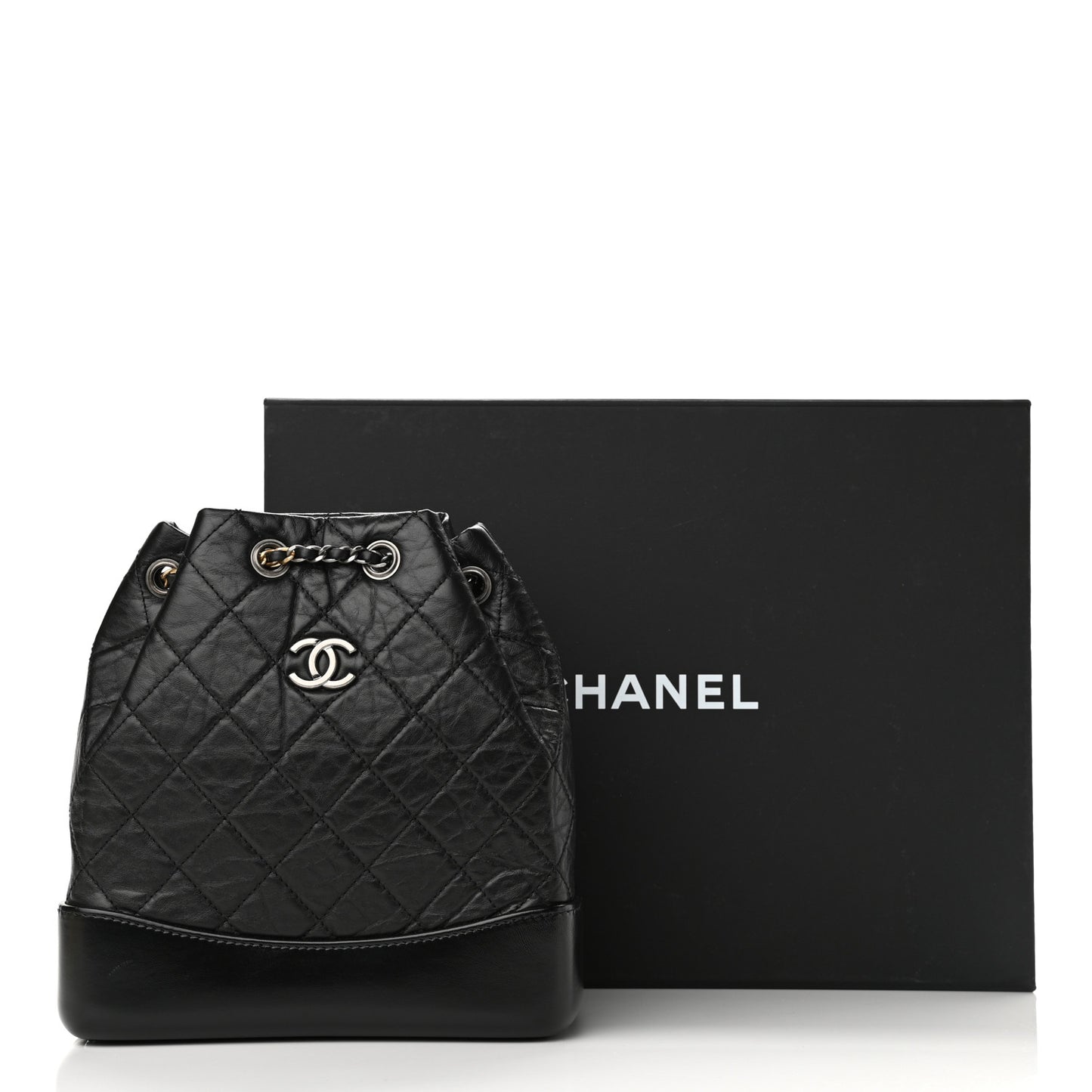 Aged Calfskin Quilted Small Gabrielle Backpack Black