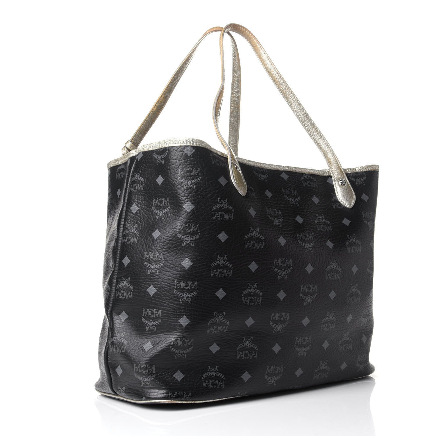 MCM Visetos Striped Munich Lion Tote Black 2 of 13