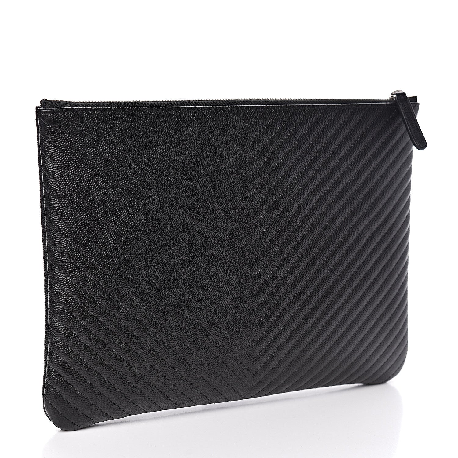Chanel Caviar Chevron Quilted Medium Cosmetic Case Black 3 of 8