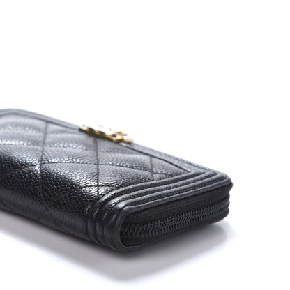 Chanel Caviar Quilted Small Boy Zip Around Wallet Black 9 of 11