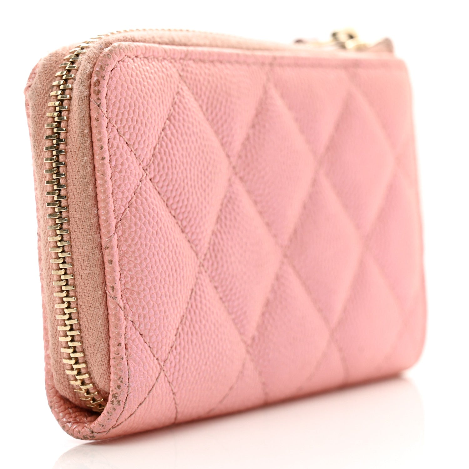 Chanel Iridescent Caviar Quilted Zipped Key Holder Case Rose Pink 4 of 12