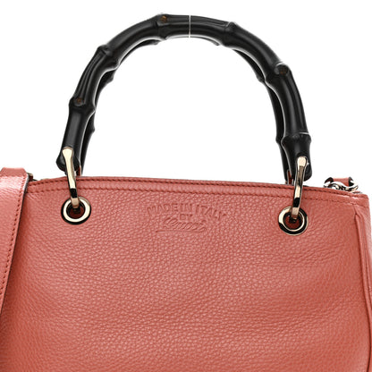 Gucci Calfskin Small Bamboo Shopper Tote Light Red 8 of 15