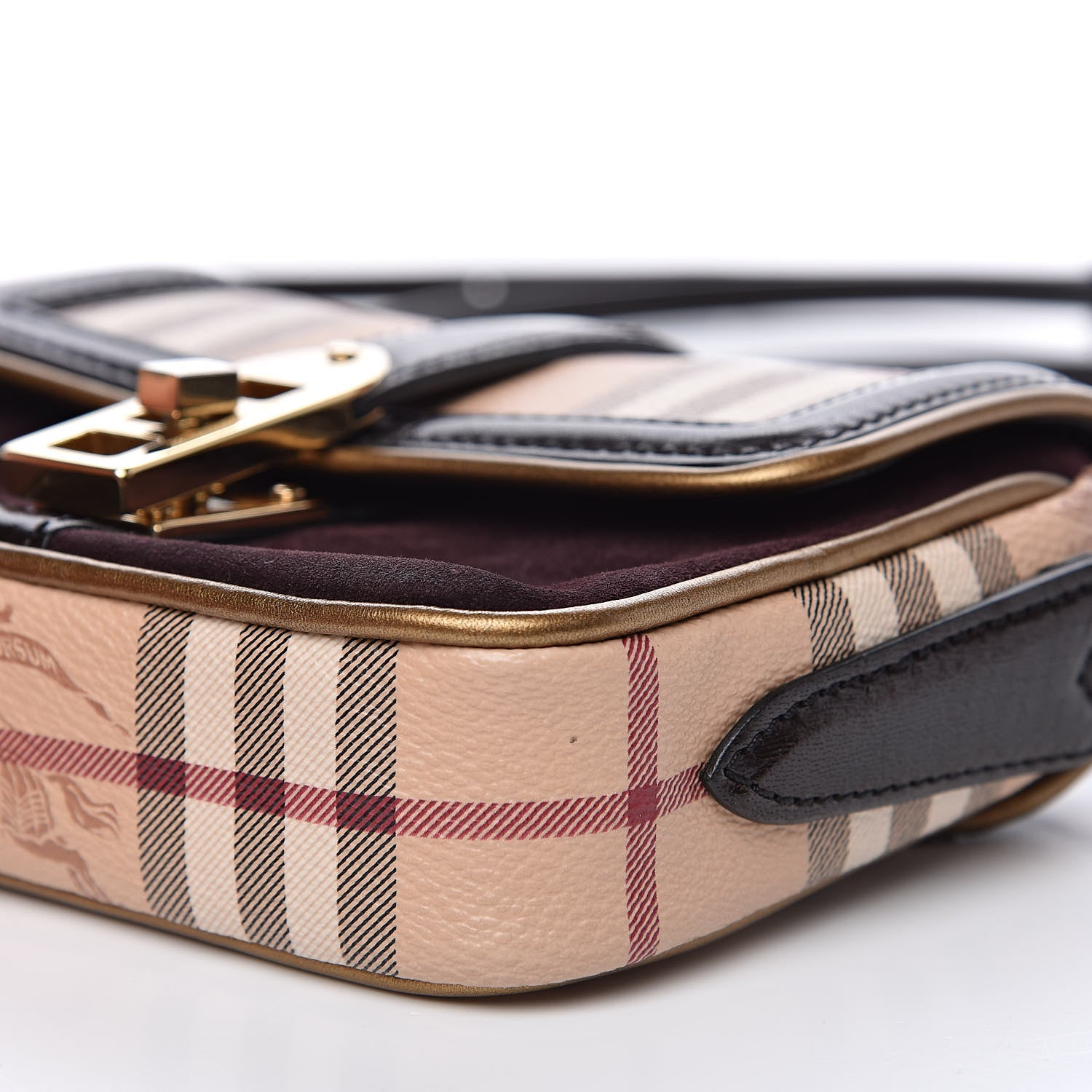 Burberry Haymarket Check Suede Mini Berkeley Crossbody Burgundy 8 of 9