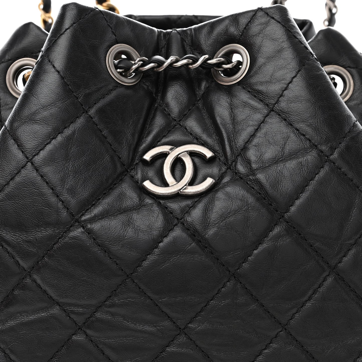 Aged Calfskin Quilted Small Gabrielle Backpack Black