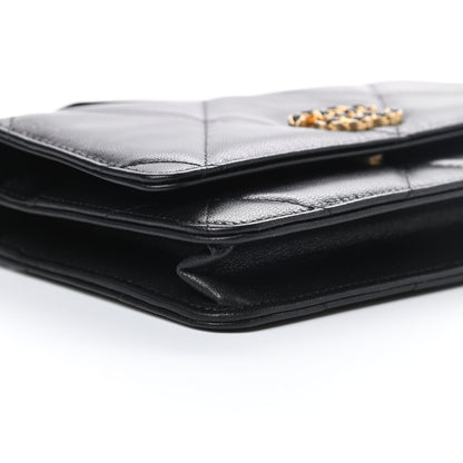 Chanel Shiny Goatskin Quilted Chanel 19 Wallet On Chain WOC Black 10 of 13