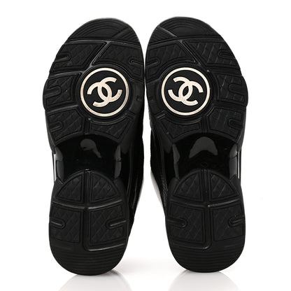 Chanel Mesh Suede Grained Calfskin Womens CC Sneakers 37 Black White 6 of 8