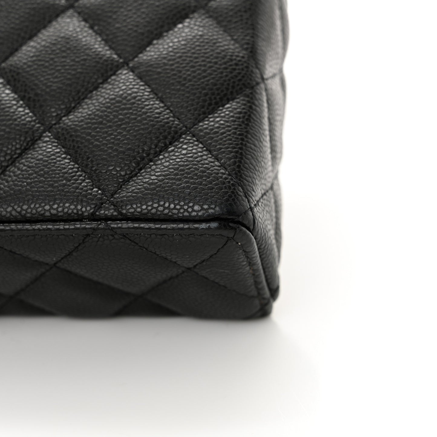 Caviar Quilted Top Handle Slim Vanity With Chain Black