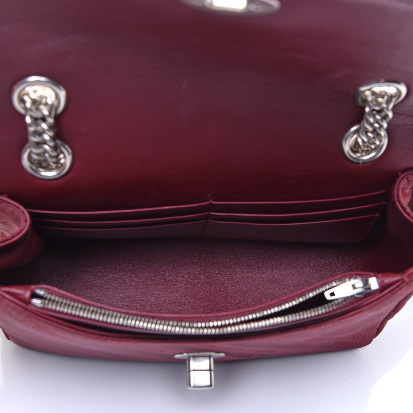 Nylon Jacquard Diagonal Logo Small Scarf Lock Chain Shoulder Bag Rouge Bordeaux Black Beige