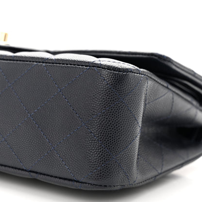 Chanel Caviar Quilted Medium Double Flap Dark Blue 10 of 10