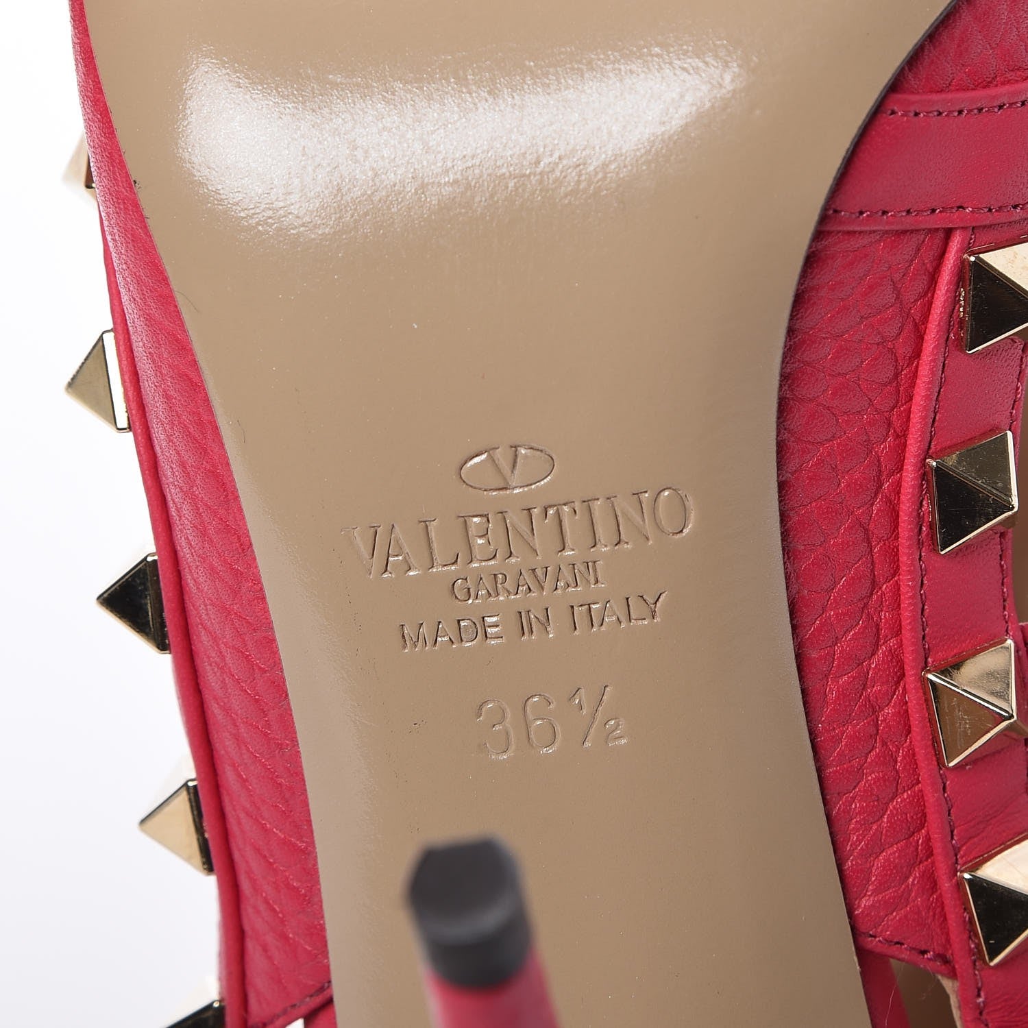 Valentino Garavani Pebbled Calfskin Rockstud Ankle Strap Pumps 36.5 Cyclamin 6 of 7