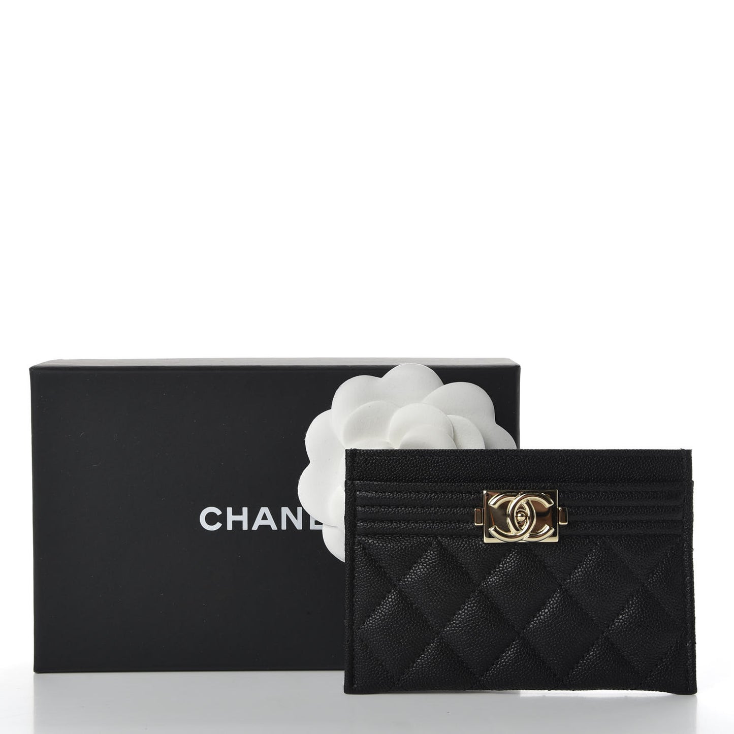 Caviar Quilted Boy Card Holder Black