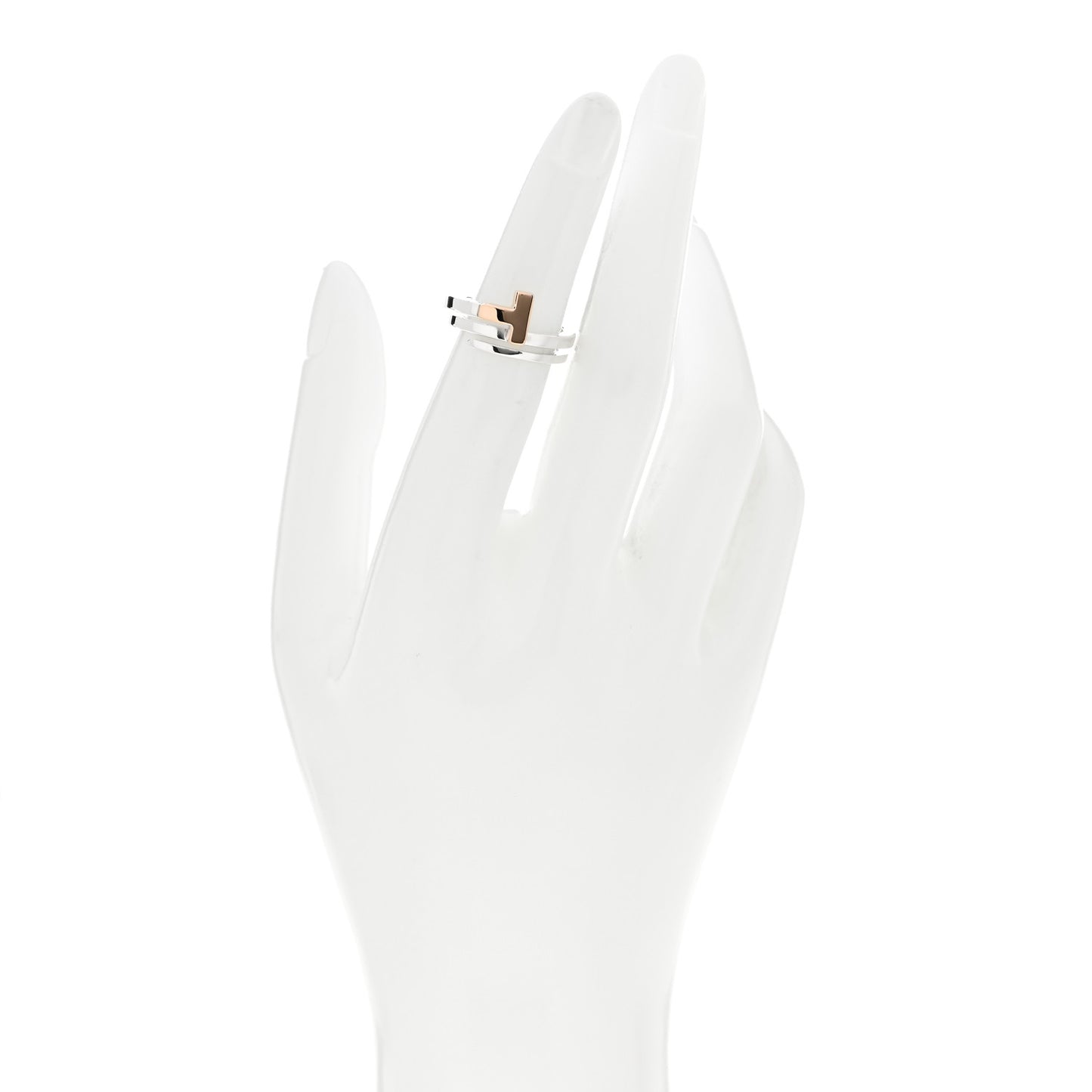18K Rose Gold Sterling Silver T Square Wrap Ring 49 4.75
