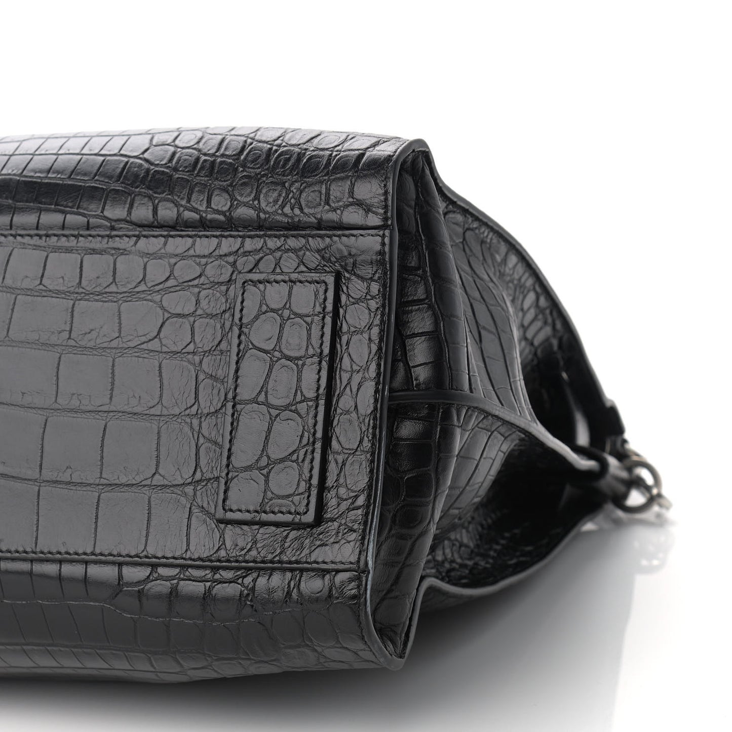 Calfskin Crocodile Embossed Souple North South Tote Black