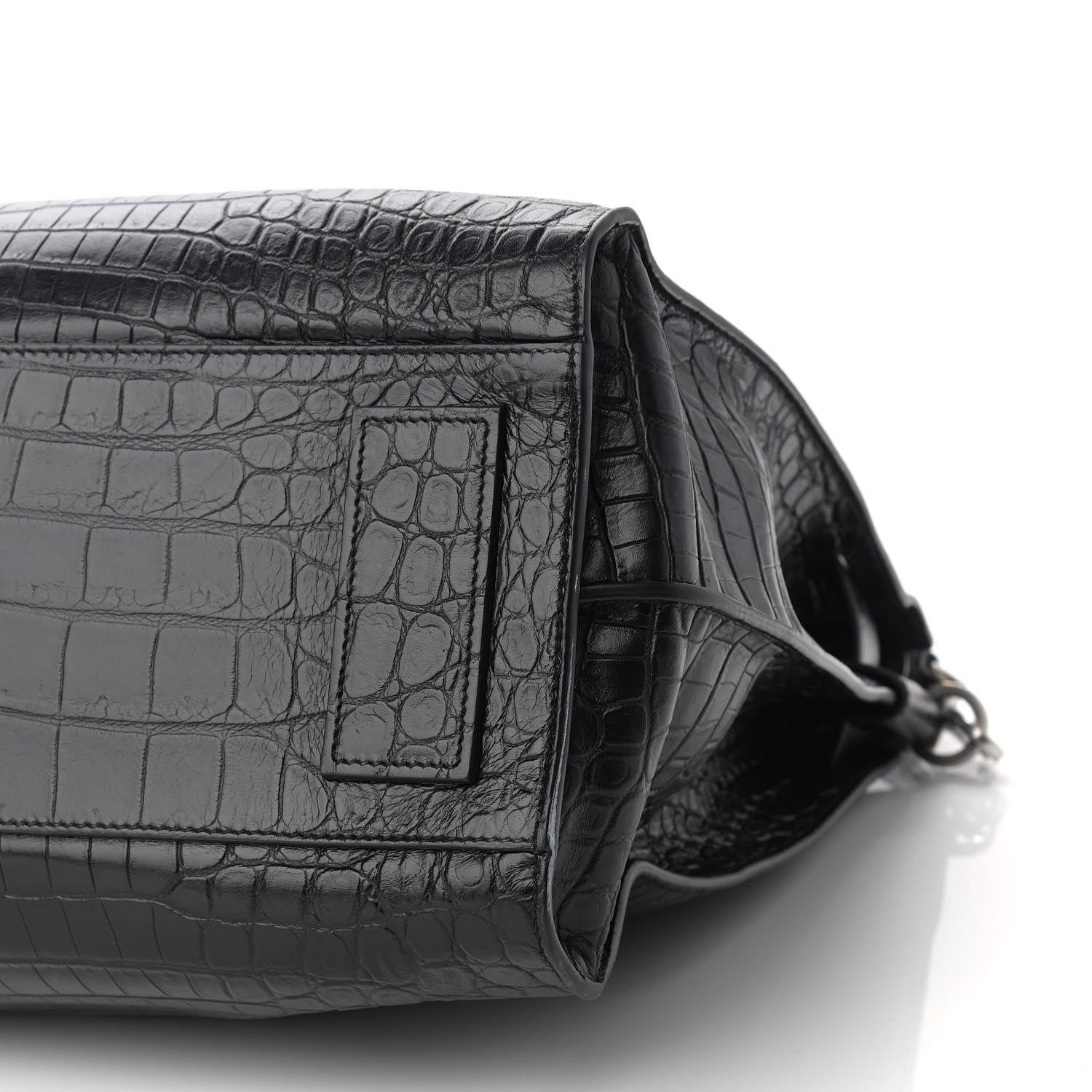 Saint Laurent Calfskin Crocodile Embossed Souple North South Tote Black 9 of 9