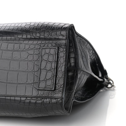 Saint Laurent Calfskin Crocodile Embossed Souple North South Tote Black 9 of 9