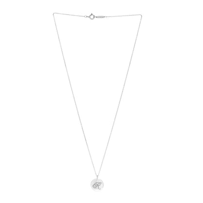 Tiffany Sterling Silver Letter R Disc Pendant Necklace 3 of 4
