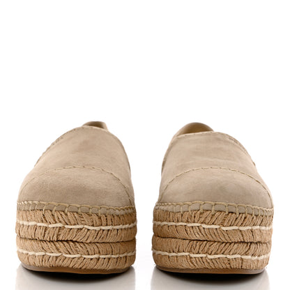 Prada Suede Jute Platfrom Espadrilles 36.5 Beige 2 of 9
