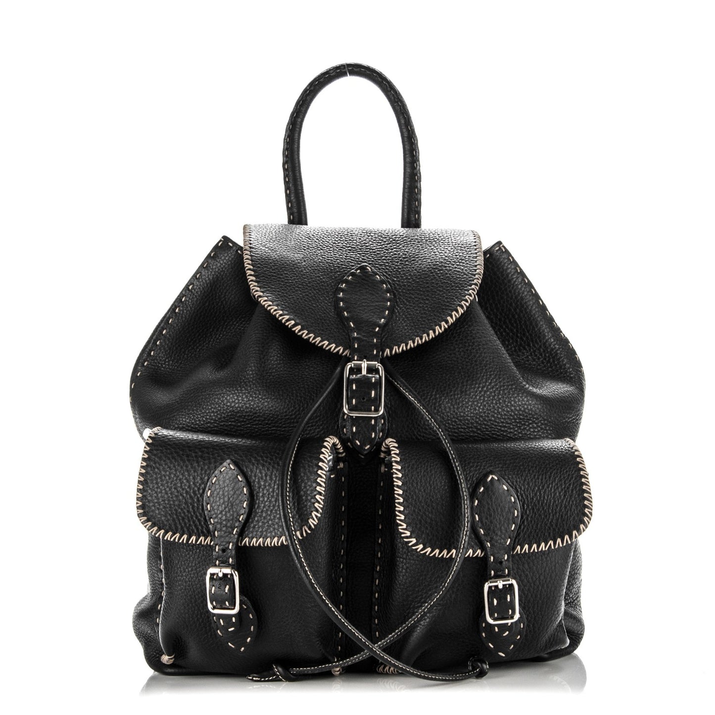 Calfskin Romano Selleria Drawstring Backpack Brown