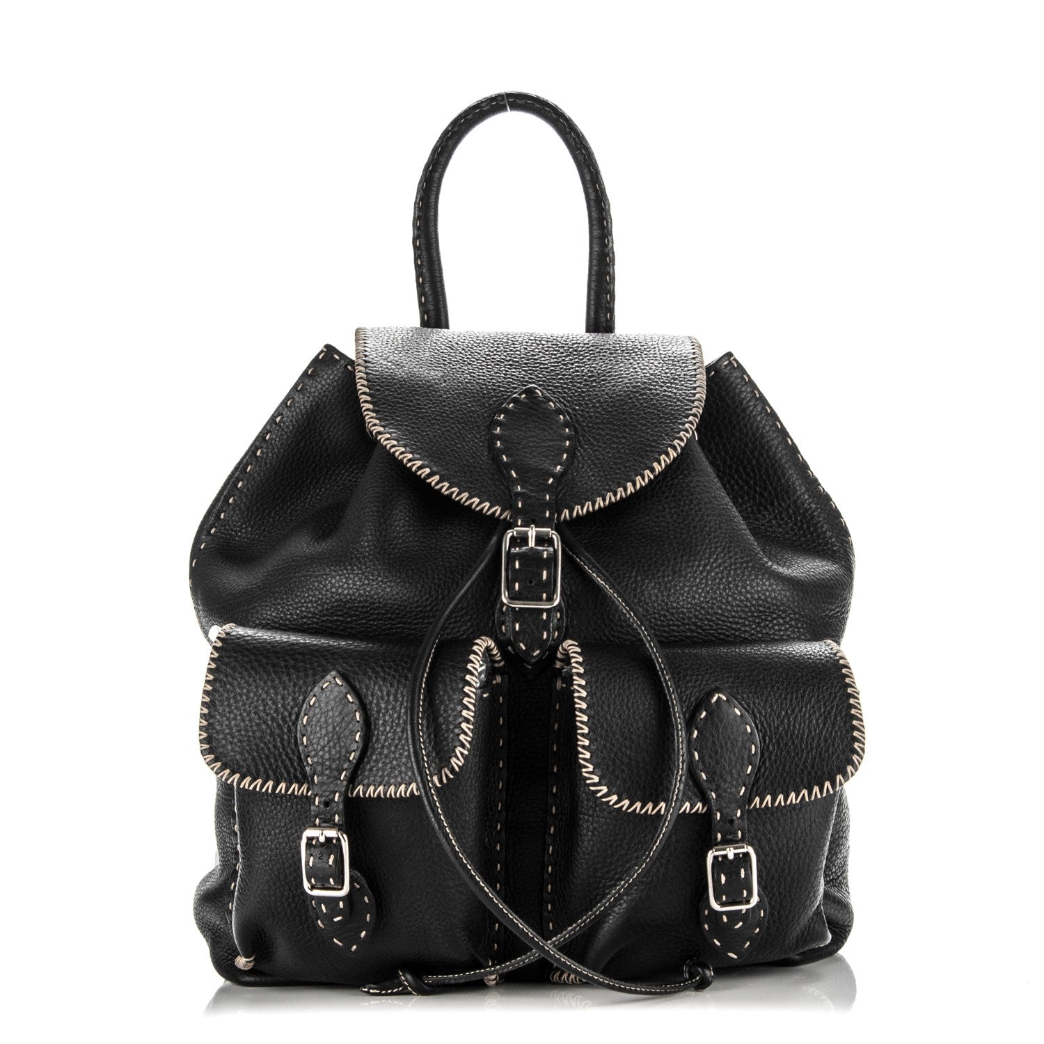 Fendi Calfskin Romano Selleria Drawstring Backpack Brown 1 of 6