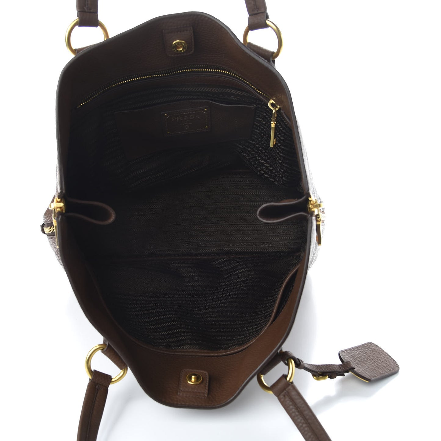 Vitello Daino Side Zip Tote Tabacco