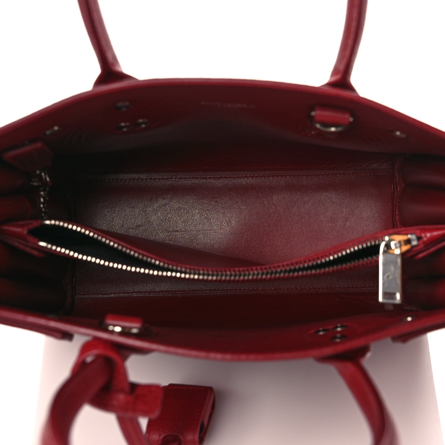 Saint Laurent Grained Calfskin Topstich Baby Sac De Jour Red 5 of 12