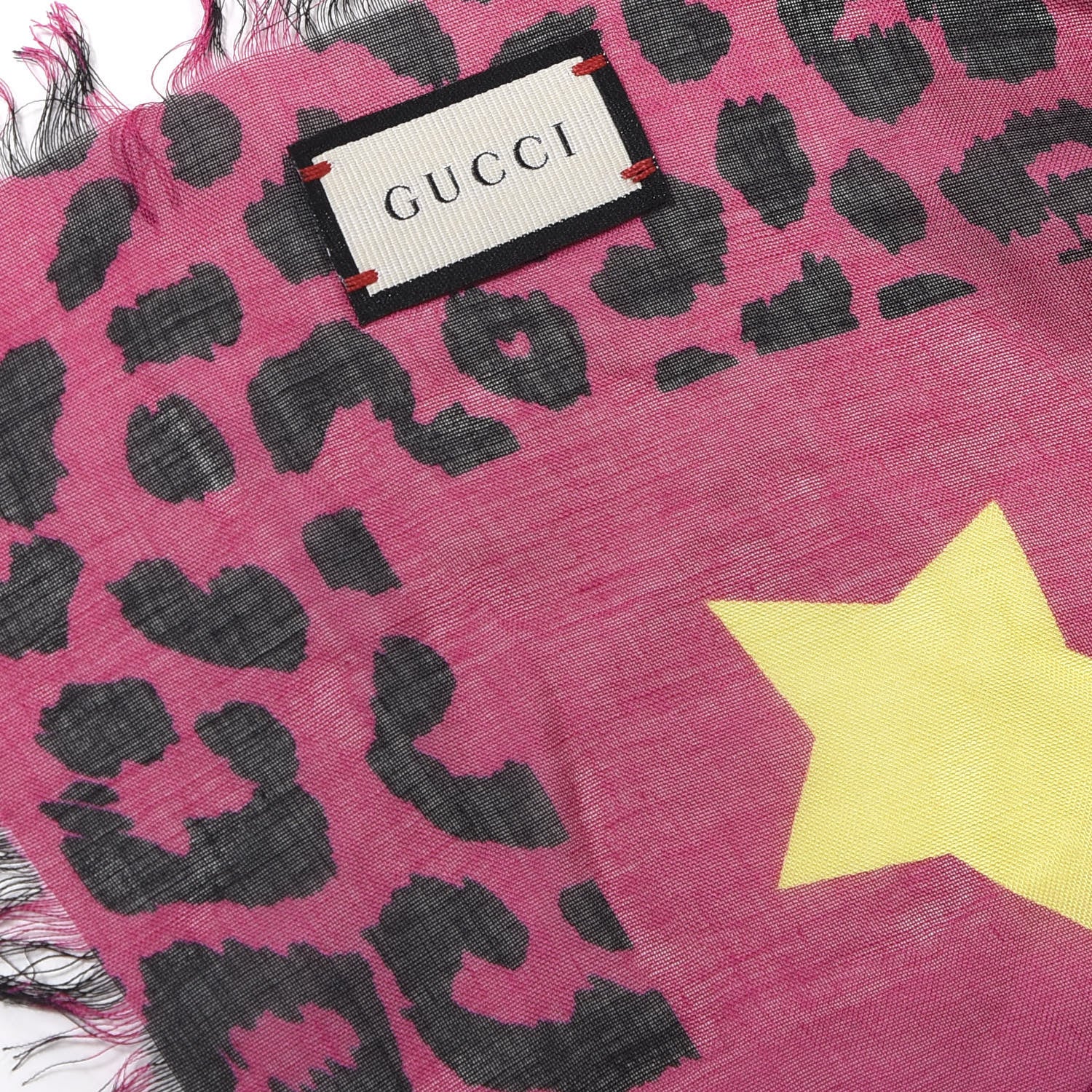 Gucci Silk Leopard Print Scarf Pink 4 of 4