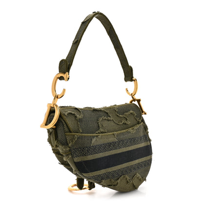 Christian Dior Canvas Embroidered Camouflage Saddle Bag Green 3 of 10