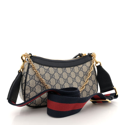 Gucci GG Supreme Monogram Textured Dollar Calfskin Web Small Ophidia GG Handbag Beige Blue 3 of 11