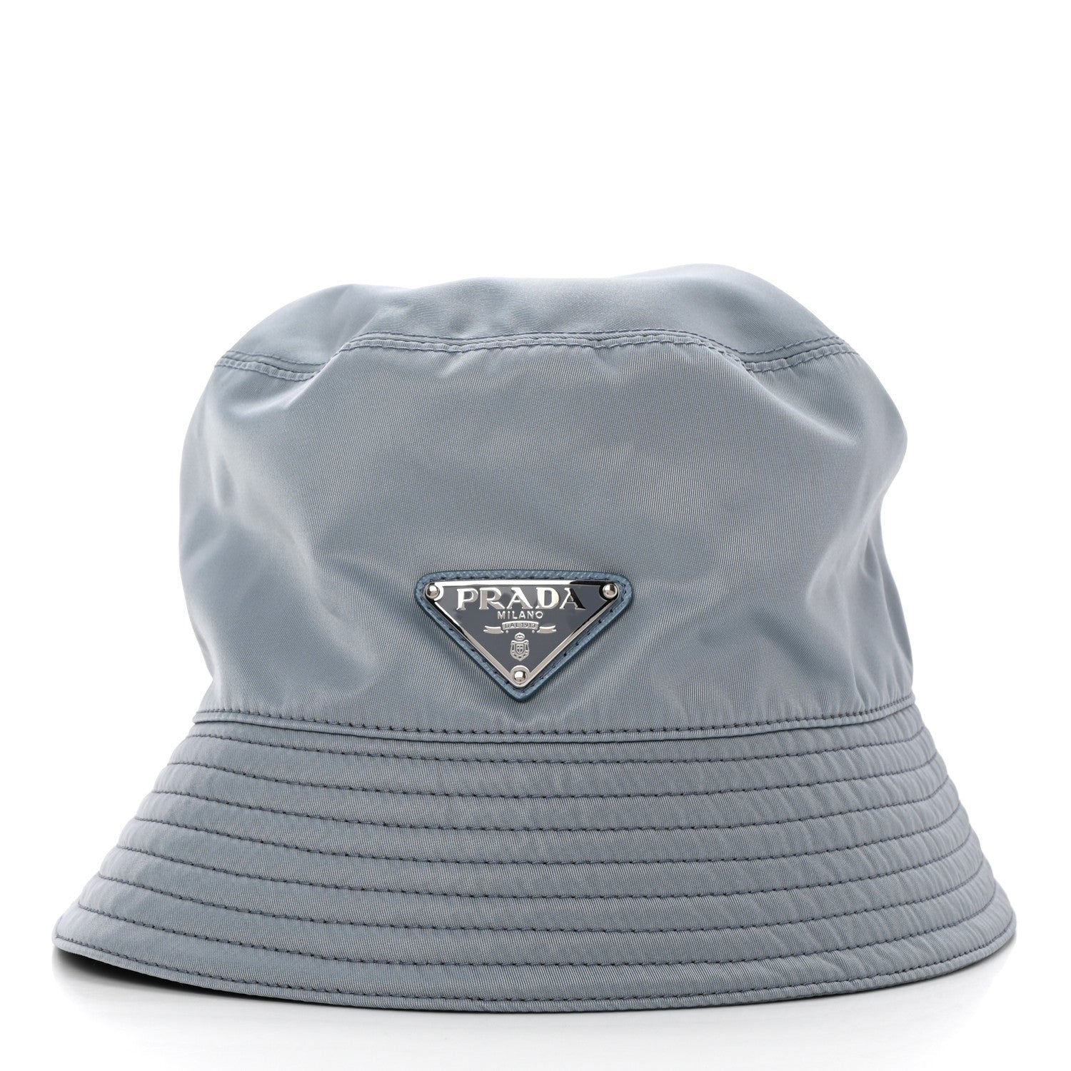 Prada Re-Nylon Metal Triangle Logo Womens Bucket Hat M Fiordaliso 3 of 8