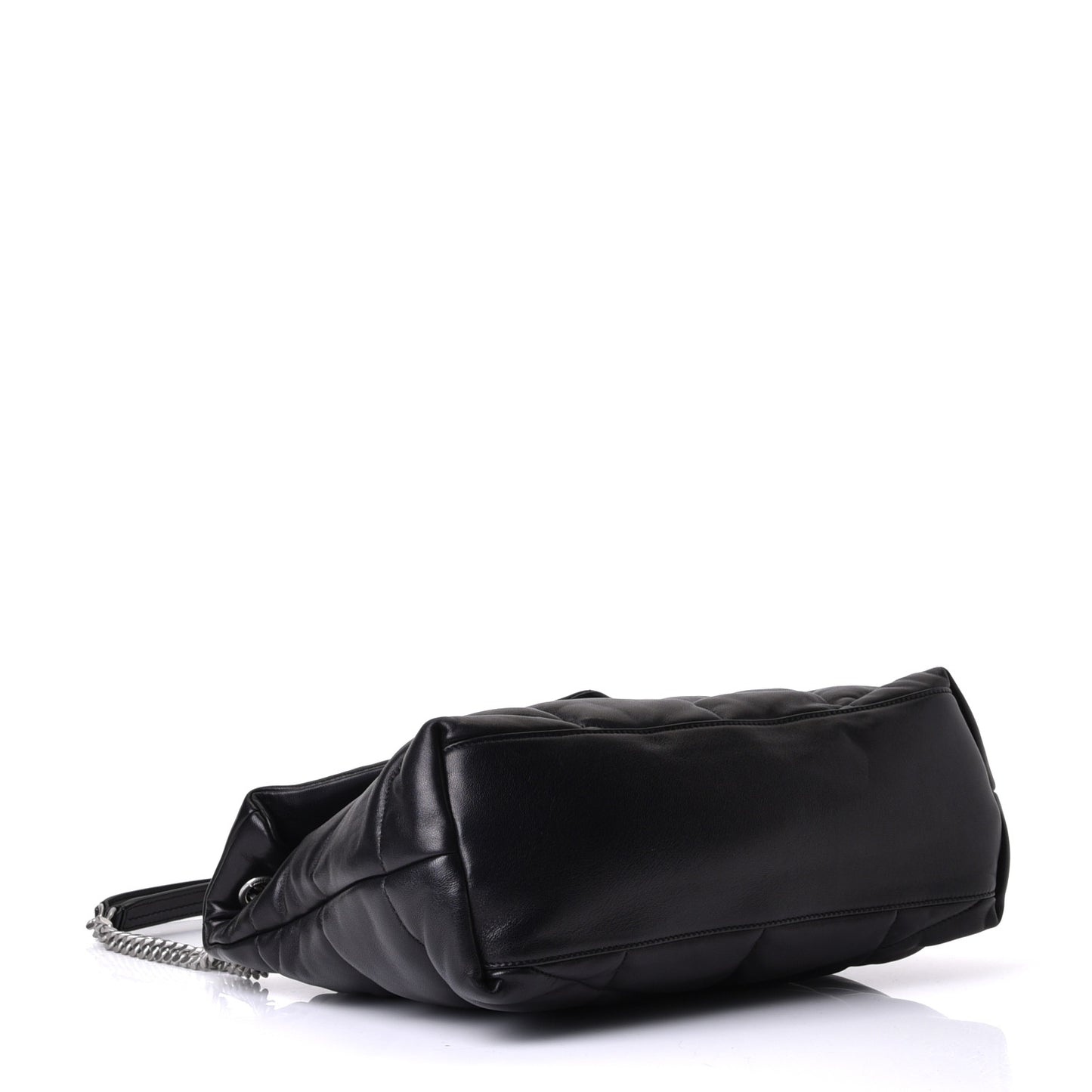 Lambskin Quilted Medium Loulou Puffer Monogram Chain Satchel Black