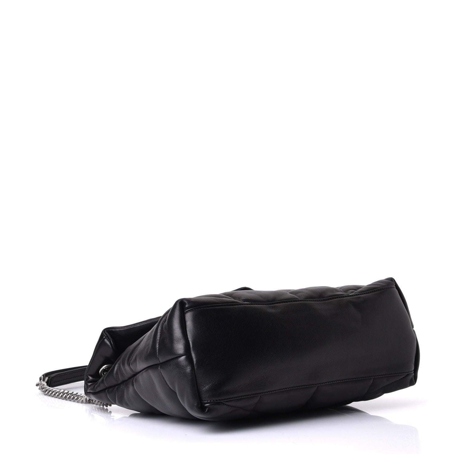 Saint Laurent Lambskin Quilted Medium Loulou Puffer Monogram Chain Satchel Black 3 of 5