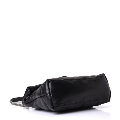 Saint Laurent Lambskin Quilted Medium Loulou Puffer Monogram Chain Satchel Black 3 of 5