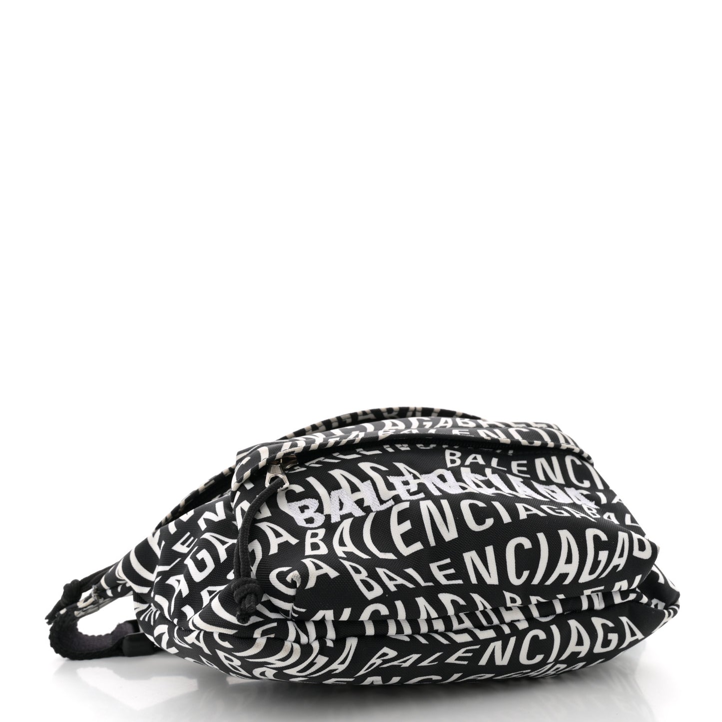 Nylon Wave Logo Print Wheel Beltpack Black White