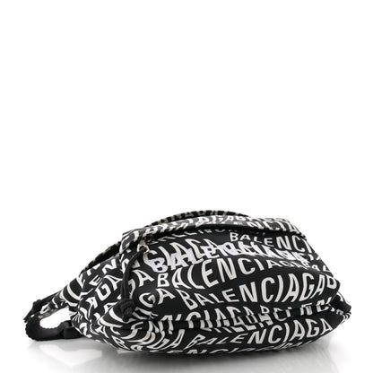 Balenciaga Nylon Wave Logo Print Wheel Beltpack Black White 4 of 12