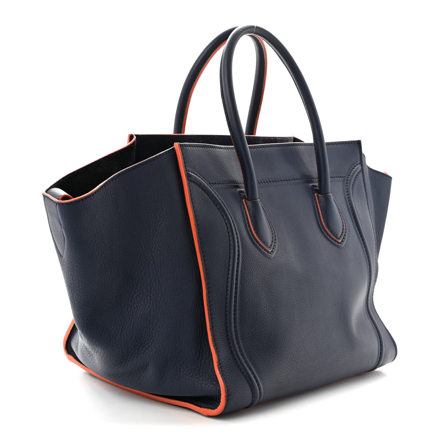 Celine Supple Calfskin Large Phantom Luggage Navy Blue Orange 3 of 11