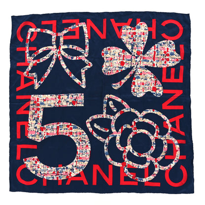 Chanel Silk CC Square Scarf Navy Red Multicolor 1 of 3