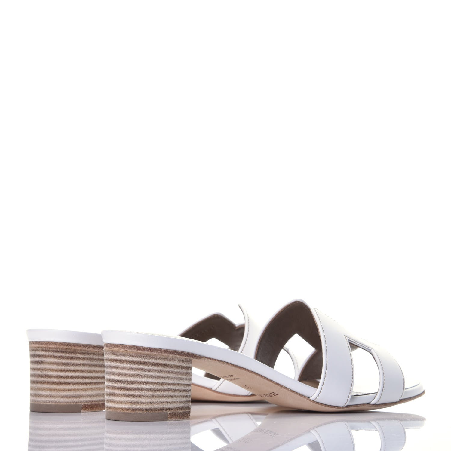 Hermes Calfskin Oasis Sandals 37.5 White Piqures Havane 4 of 9