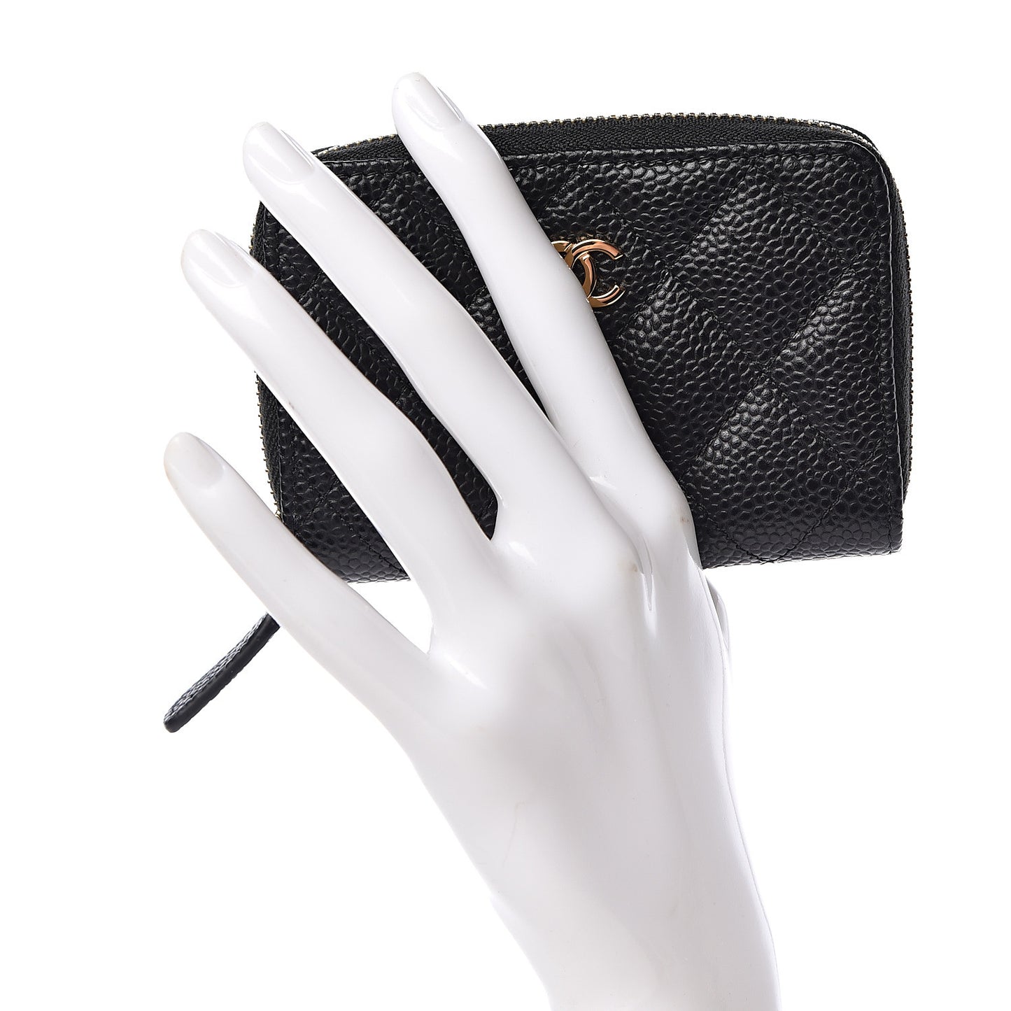 Caviar Quilted Zip Coin Purse Black